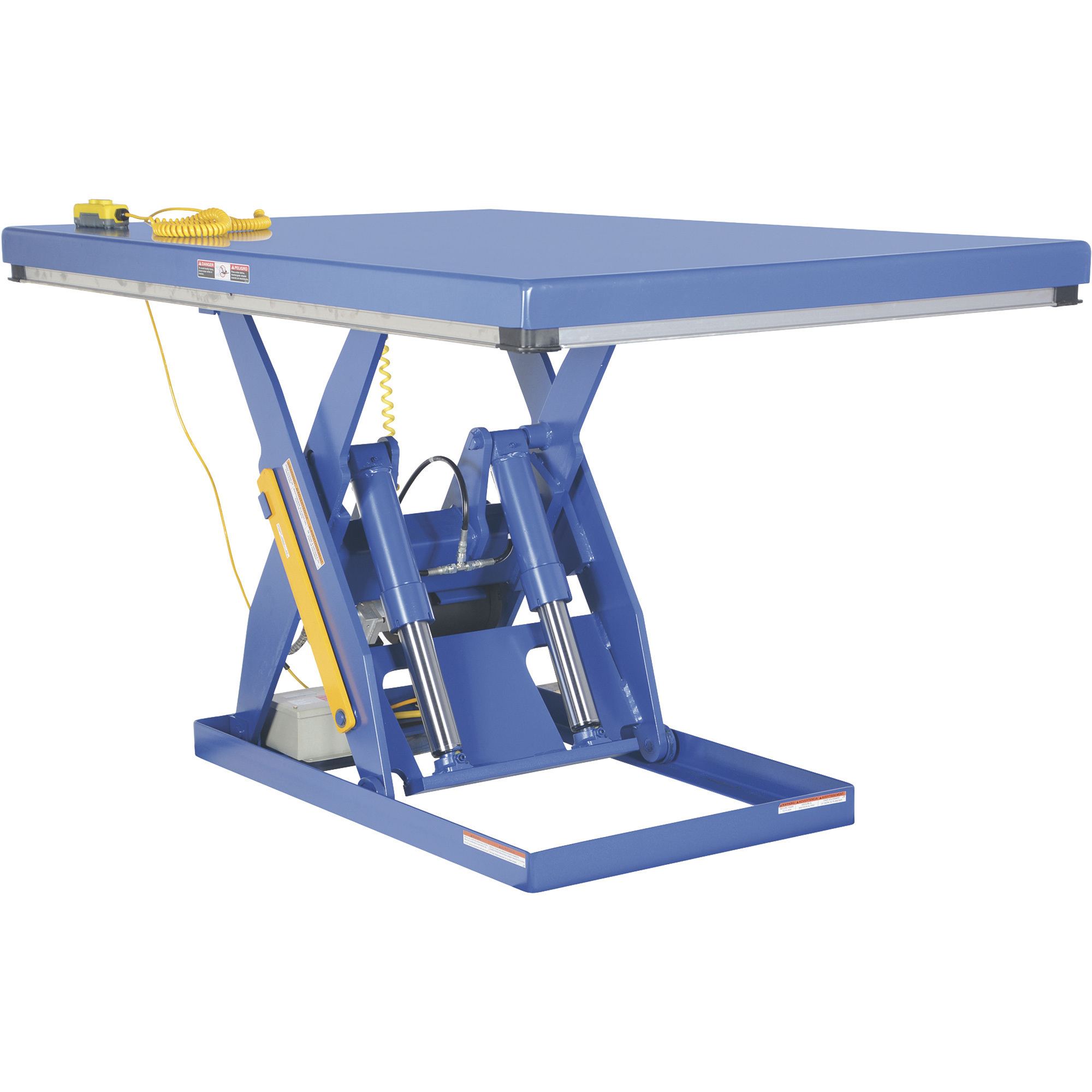 Vestil Electric Hydraulic Scissor Lift Table - 72 3/8in.L x 48 3/8in.W Platform, 3000-Lb. Capacity, 2 HP, Model# EHLT-4872-3-43-QS
